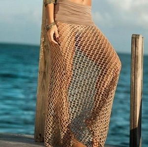 Gorgeous mesh see through long skirt cover up